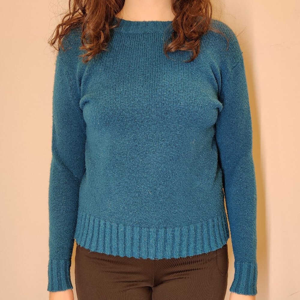 Joe Fresh Women's Warm Teal Sweater | XS | Ribbed Detailing